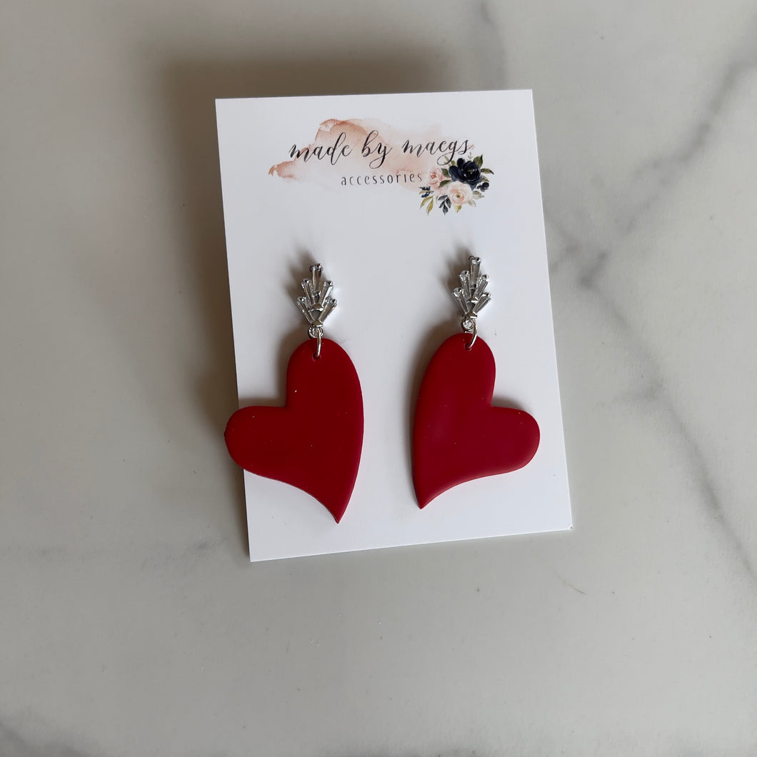 Cherry Red Heart Dangles