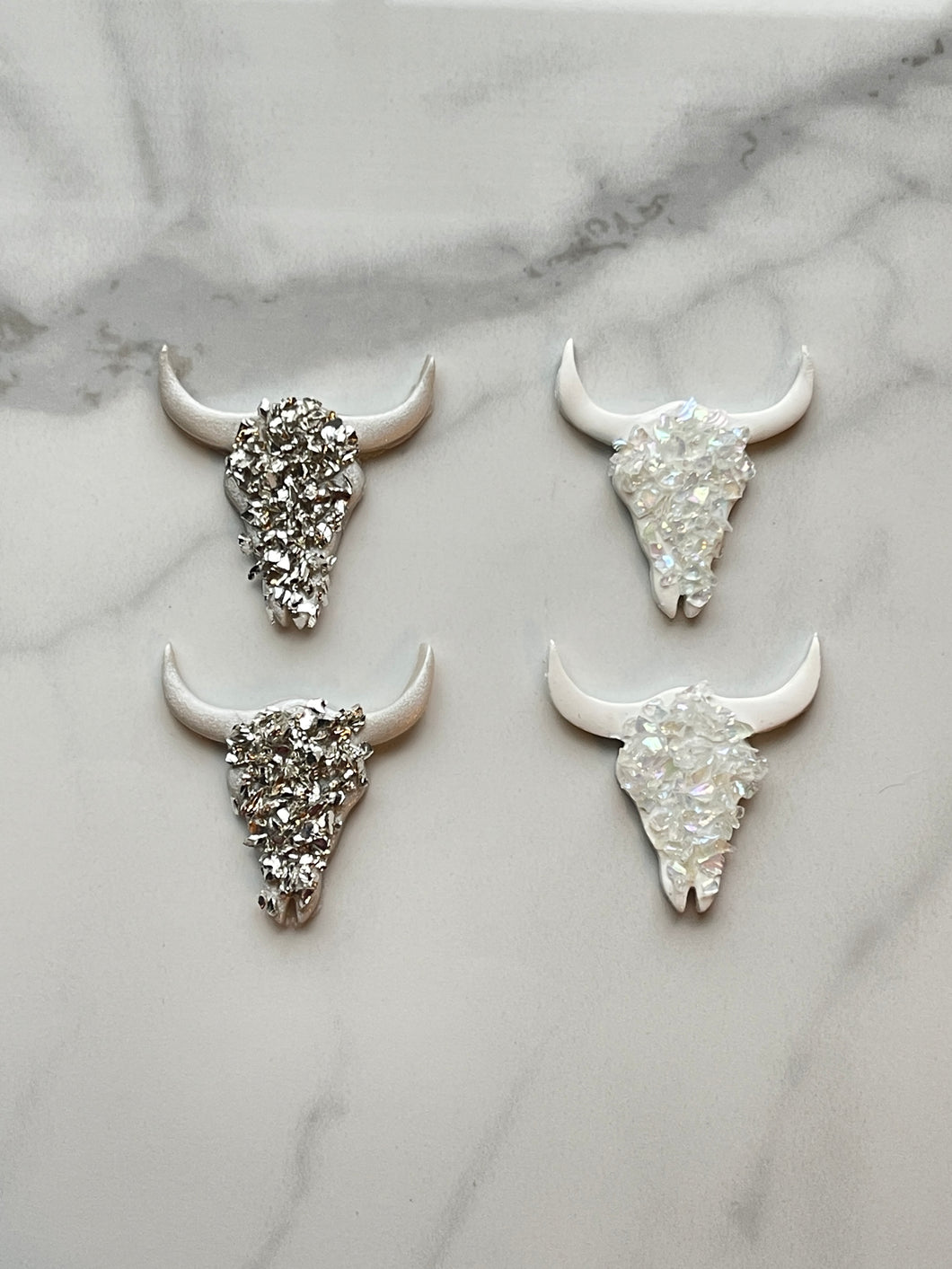 Glitzy Bull Skulls Dangles